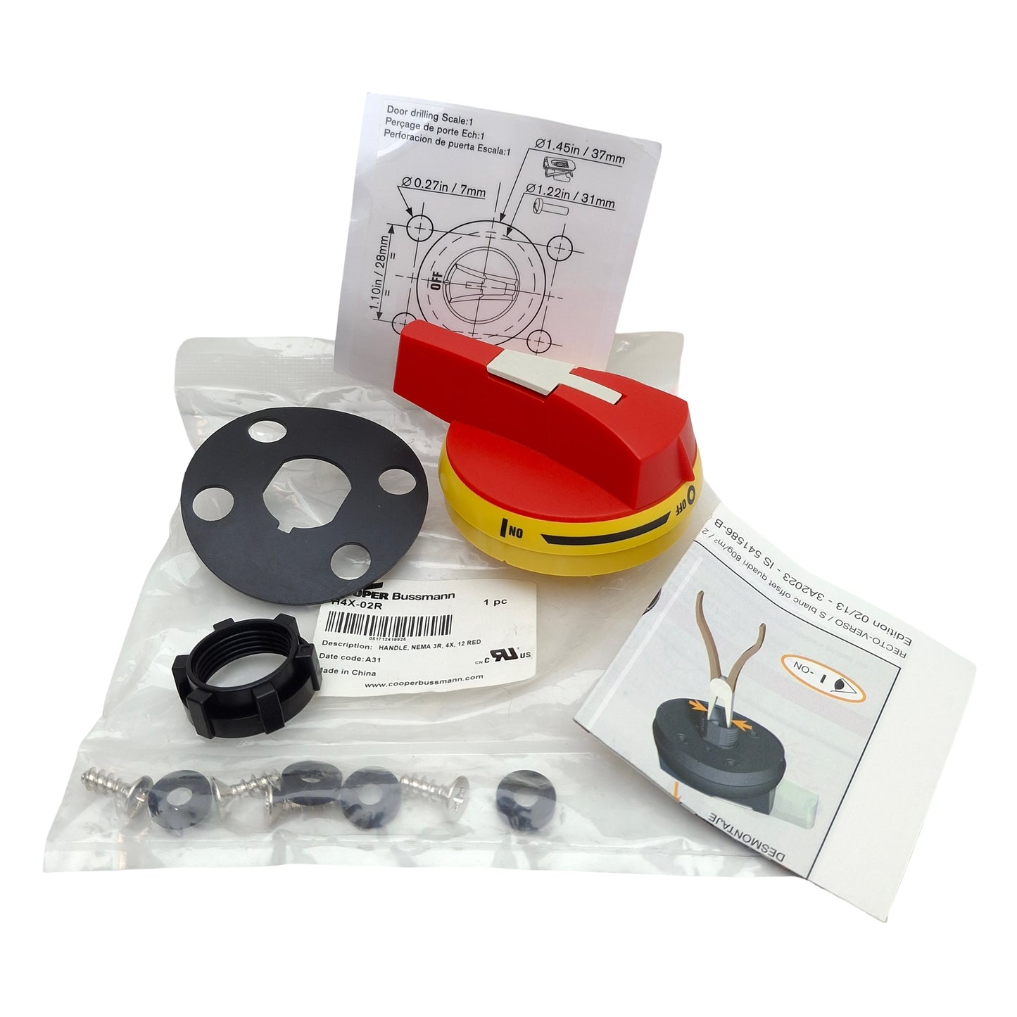 New Cooper Bussmann H4X-02R Disconnect Switch Handle, NEMA 1/3R/4/4X, 30/60/100A