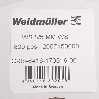 New Lot of 800 Weidmuller 2007150000 WS 8/5 MM WS Terminal Marker, 8mm x 5mm, White