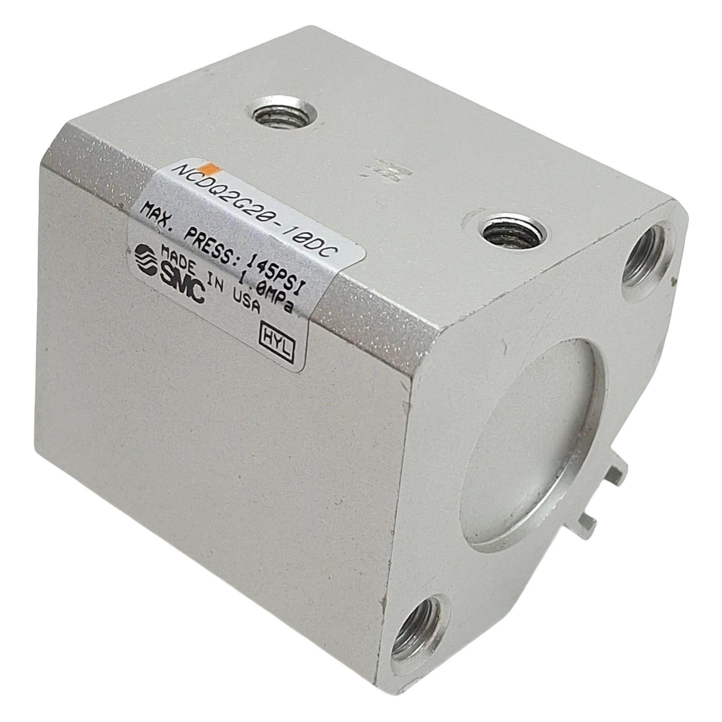 Used SMC NCDQ2G20-10DC Compact Cylinder, ø20mm Bore, 10mm Stroke, M5x0.8, 1.0MPa Max
