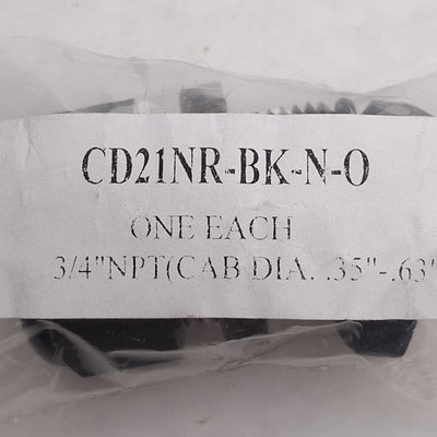 New Lot of 10 Sealcon CD21NR-BK-N-O Dome Cable Gland, Nylon, ø0.35-0.63in, 3/4in NPT