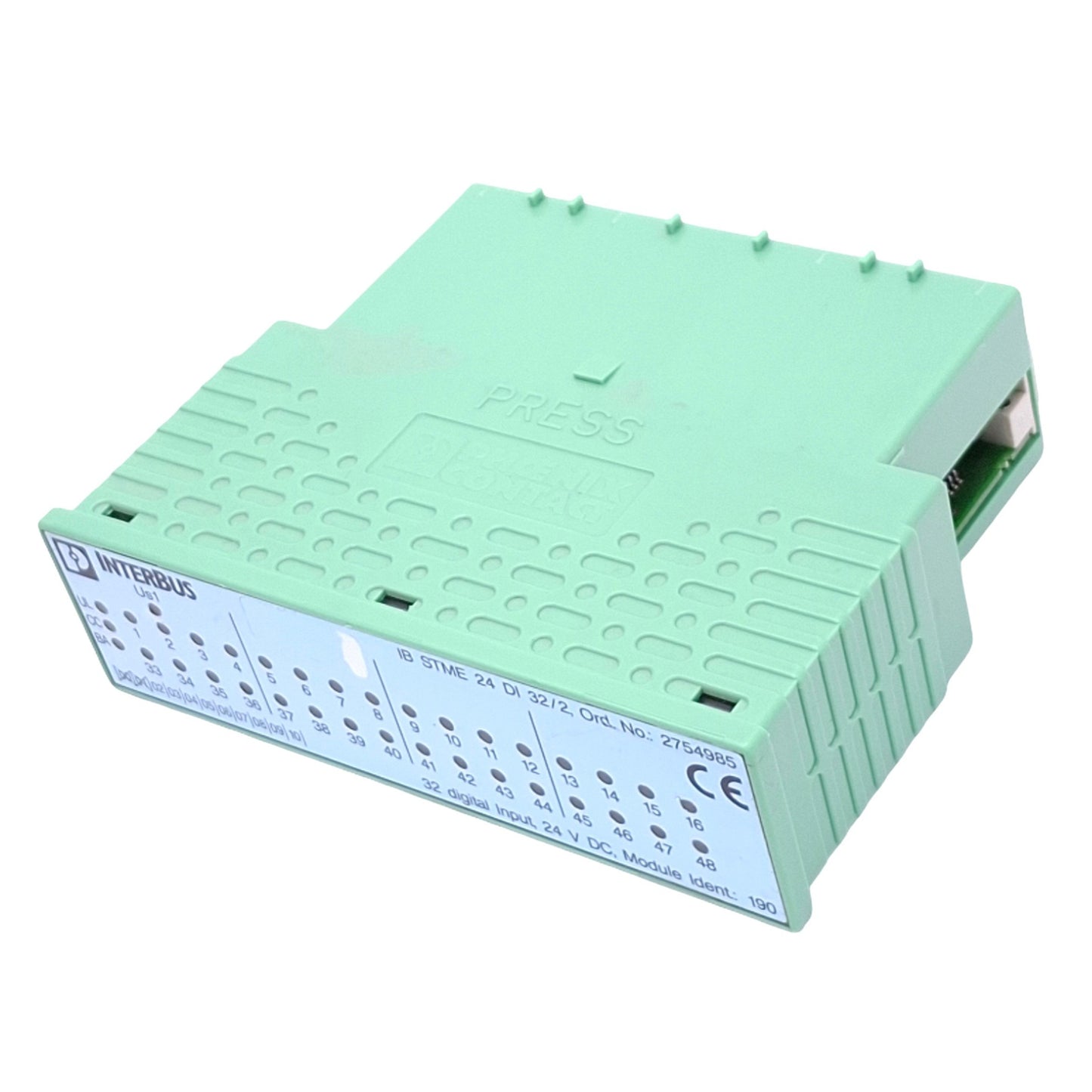 Used Phoenix Contact 2754985 IB STME 24 DI 32/2 I/O Module, 96-Pin Male, 32DI, 24VDC