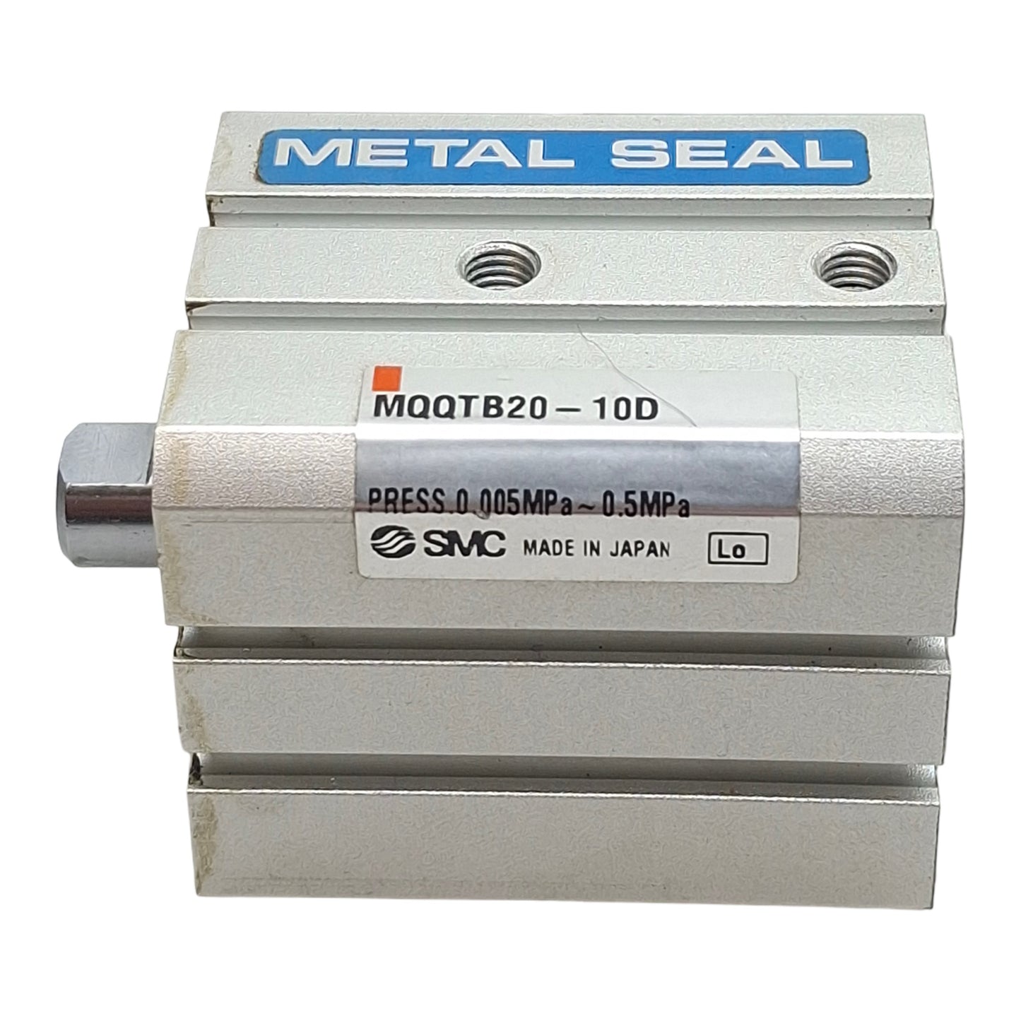 Used SMC MQQTB20-10D Low Friction Compact Cylinder ø20mm Bore 10mm Stroke, M5, 0.5MPa