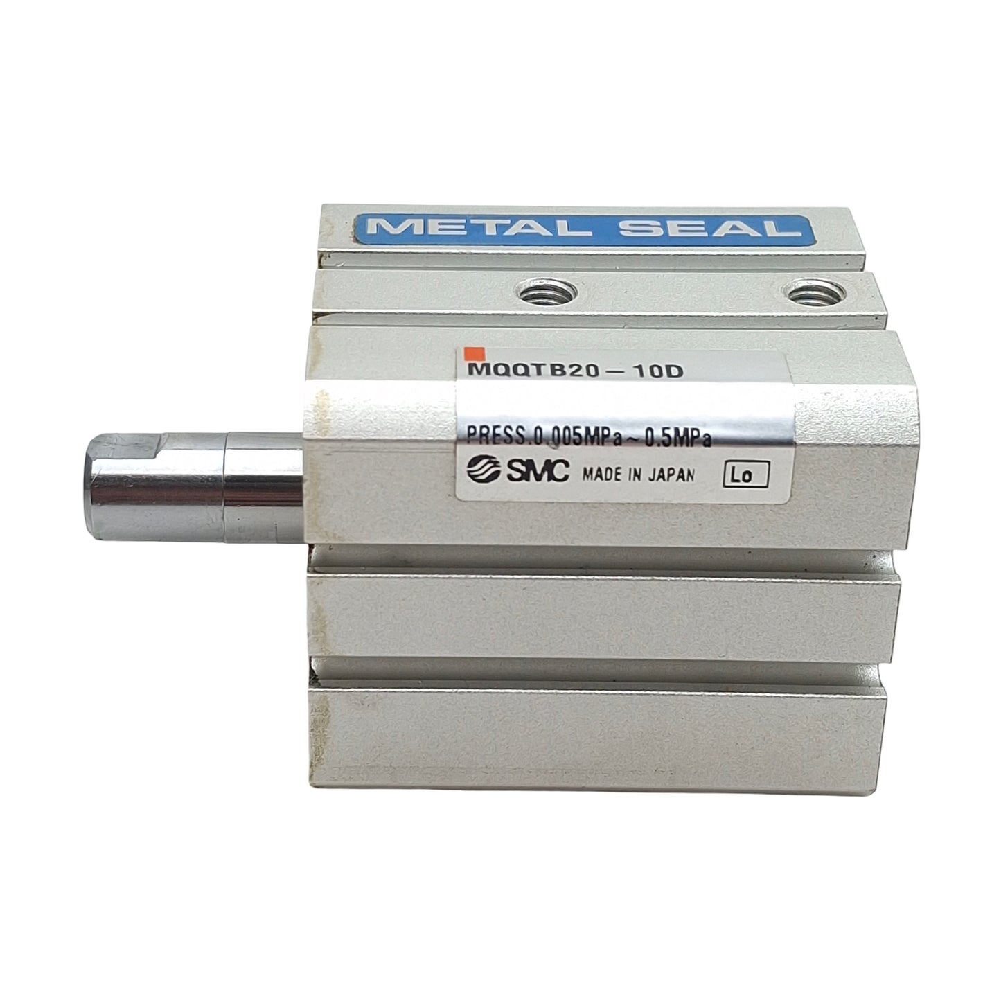 Used SMC MQQTB20-10D Low Friction Compact Cylinder ø20mm Bore 10mm Stroke, M5, 0.5MPa