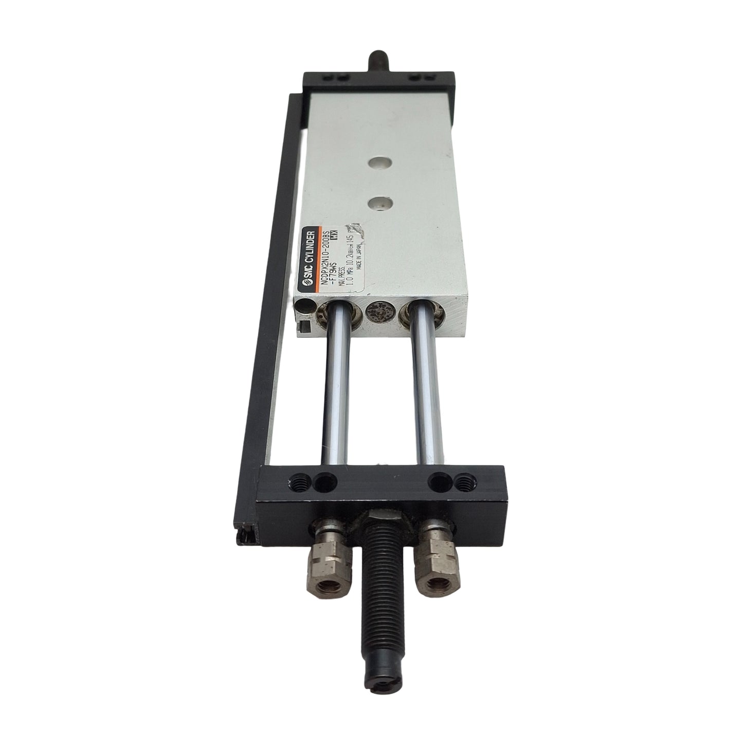 Used SMC NCDPX2N10-200BS Pneumatic Slide Unit ø3/8in Bore, 2in Stroke, #10-32, 145psi