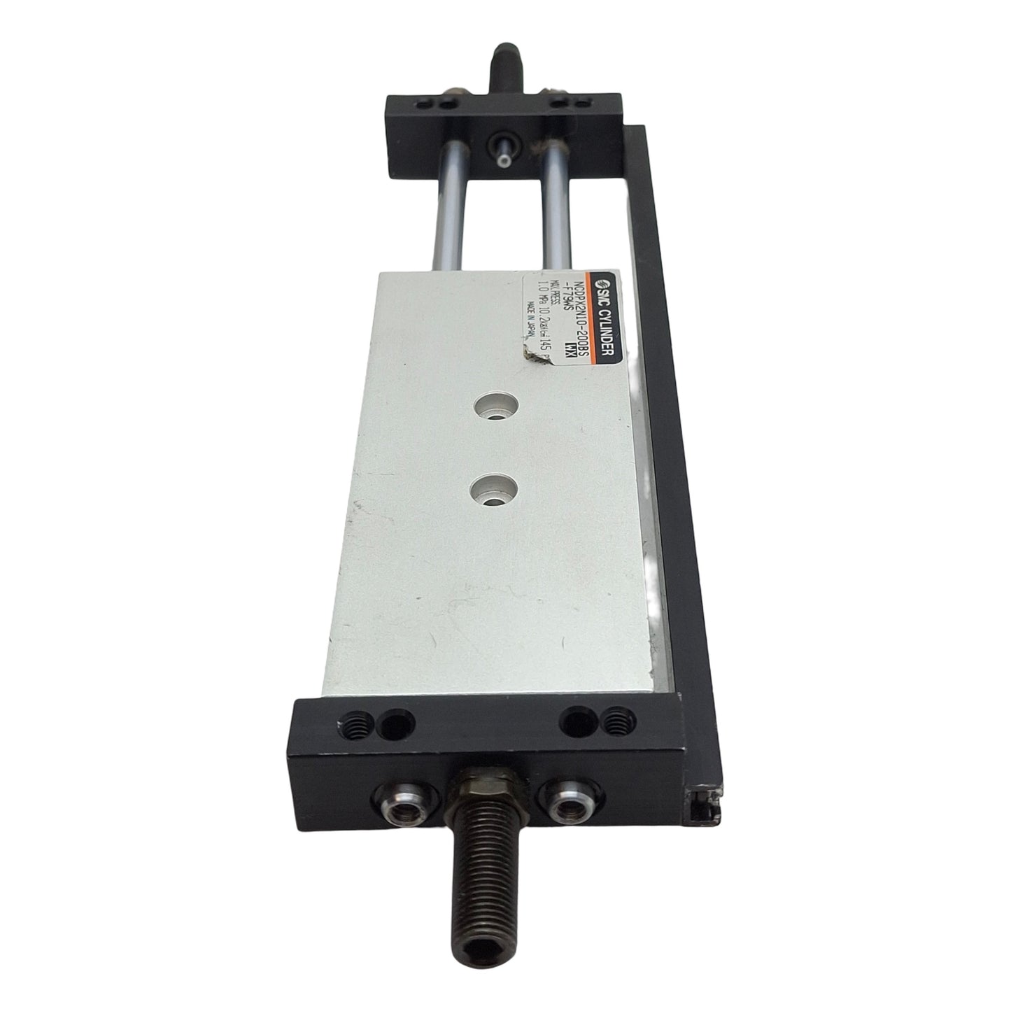 Used SMC NCDPX2N10-200BS Pneumatic Slide Unit ø3/8in Bore, 2in Stroke, #10-32, 145psi