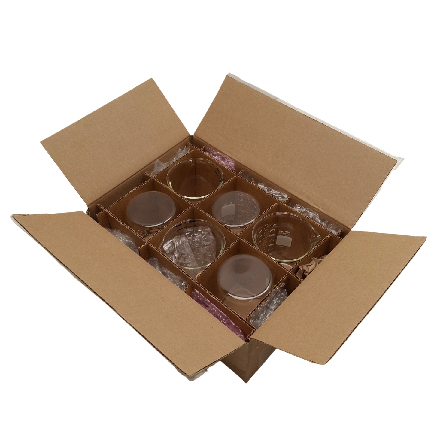 New Lot of 6 Corning 1000-800 Pryex Low Form Dual Scale Griffin Beaker, 800mL