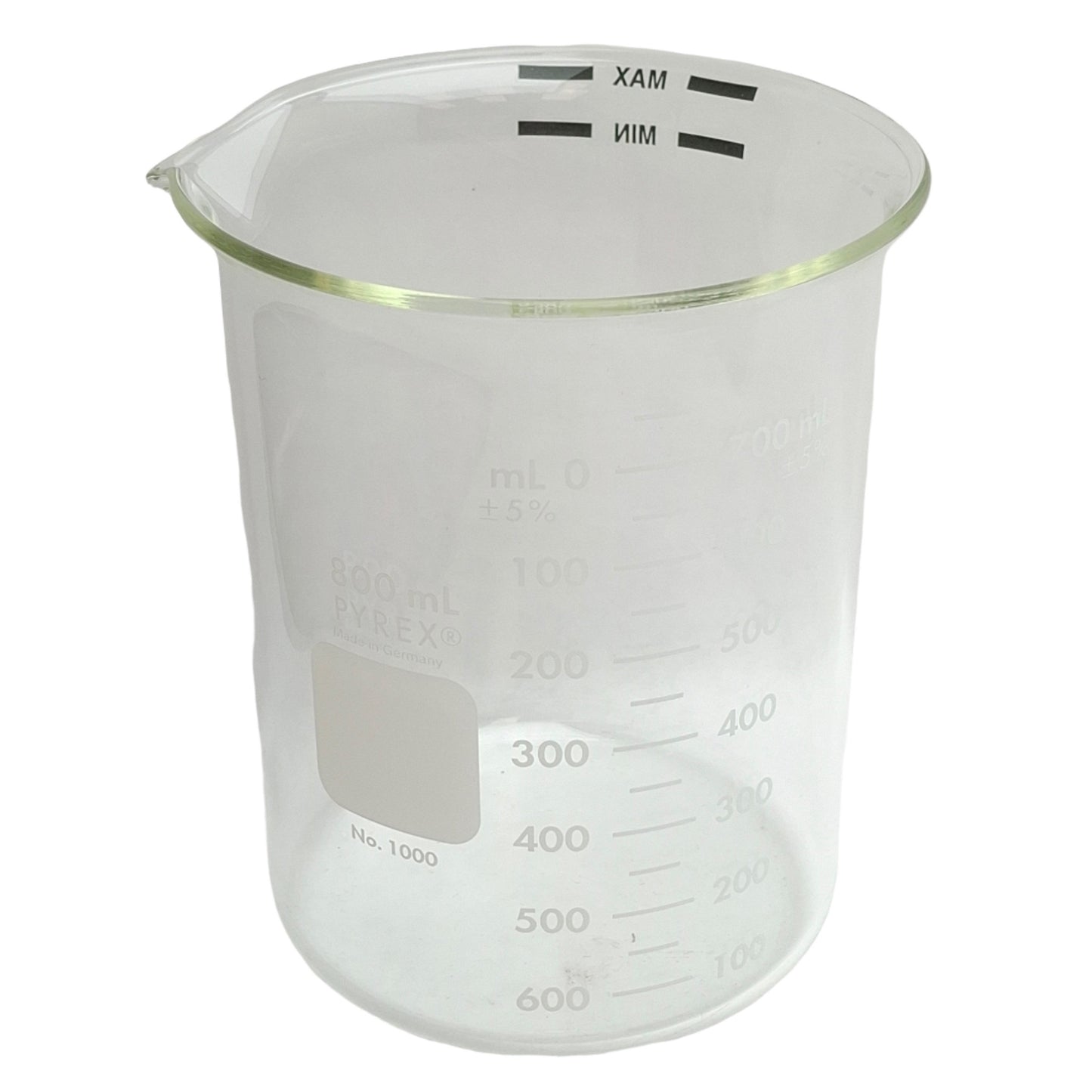 New Lot of 6 Corning 1000-800 Pryex Low Form Dual Scale Griffin Beaker, 800mL