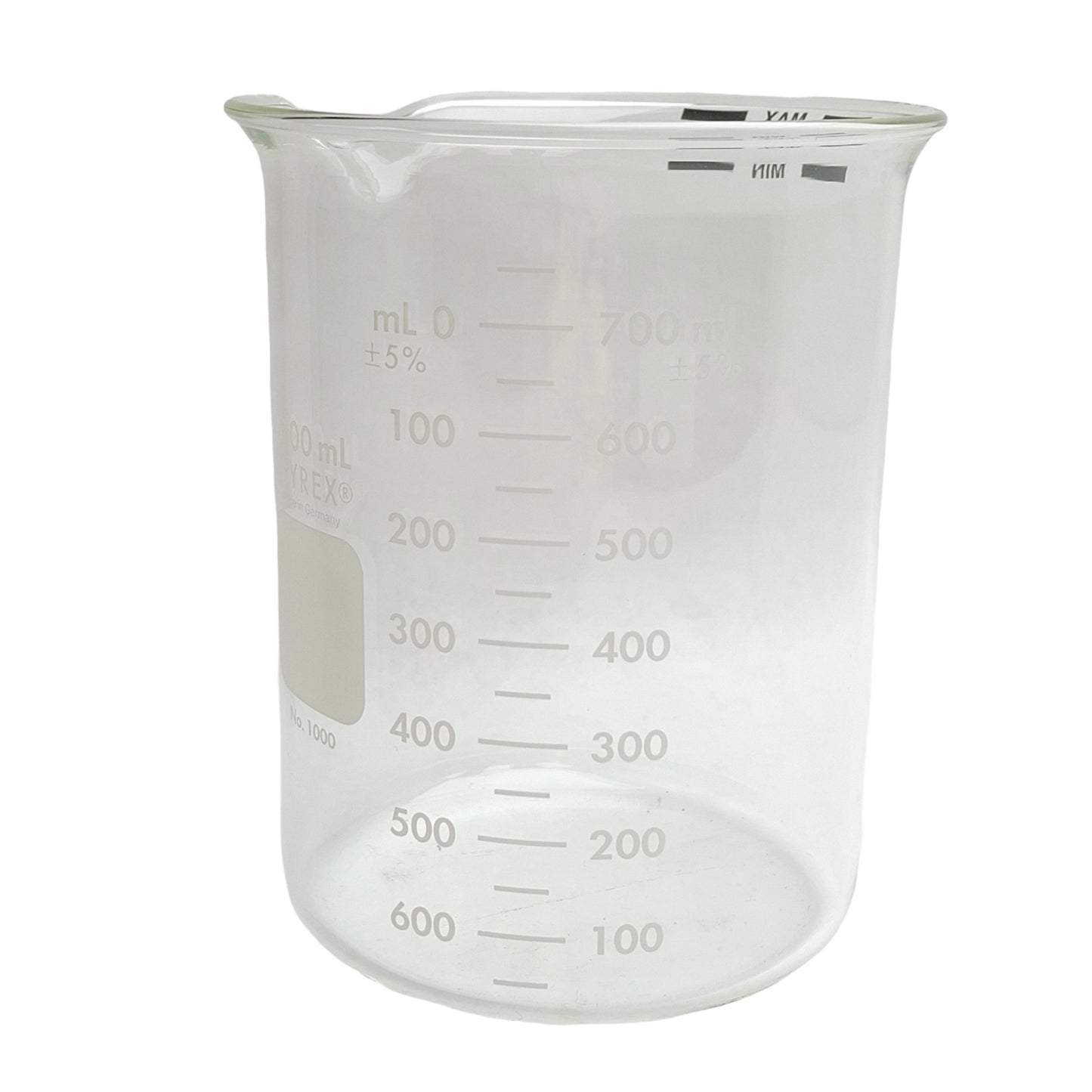 New Lot of 6 Corning 1000-800 Pryex Low Form Dual Scale Griffin Beaker, 800mL