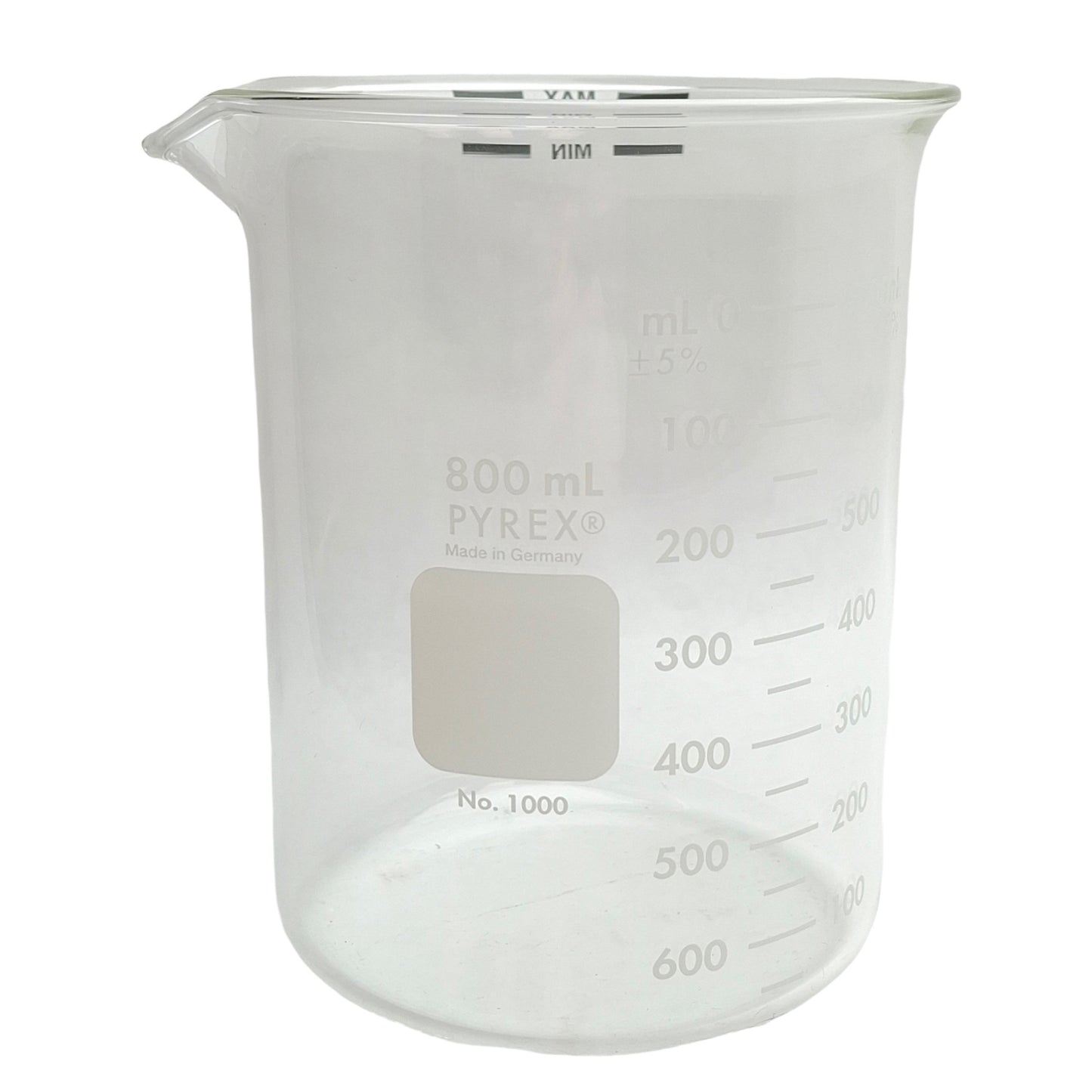 New Lot of 6 Corning 1000-800 Pryex Low Form Dual Scale Griffin Beaker, 800mL