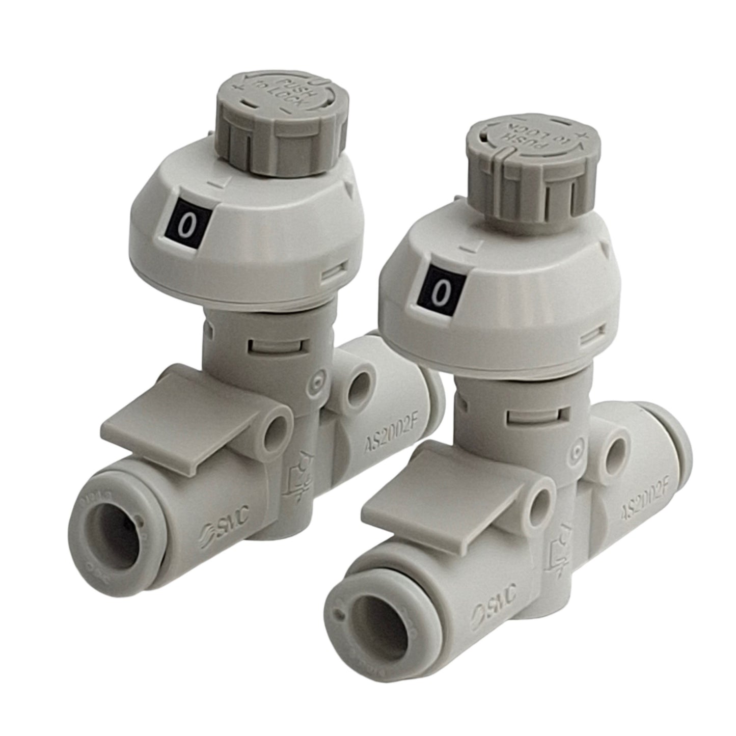 New – Open box Lot of 2 SMC AS2002F-6 Inline Flow Controller Fitting, ø6mm P2C, Push Lock
