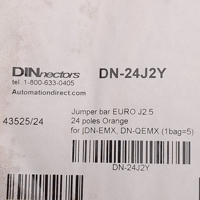 New Lot of 5 DINnectors DN-24J2Y Orange Terminal Block Jumper, 24-Pole, 25A 600V