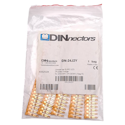 New Lot of 5 DINnectors DN-24J2Y Orange Terminal Block Jumper, 24-Pole, 25A 600V