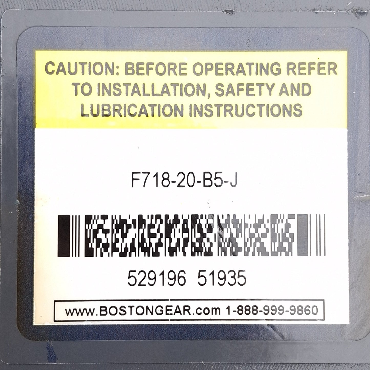 Used Boston Gear F718-20-B5-J Worm Speed Reducer, 20:1, 5/8" Bore, 7/8" Shaft, 56C