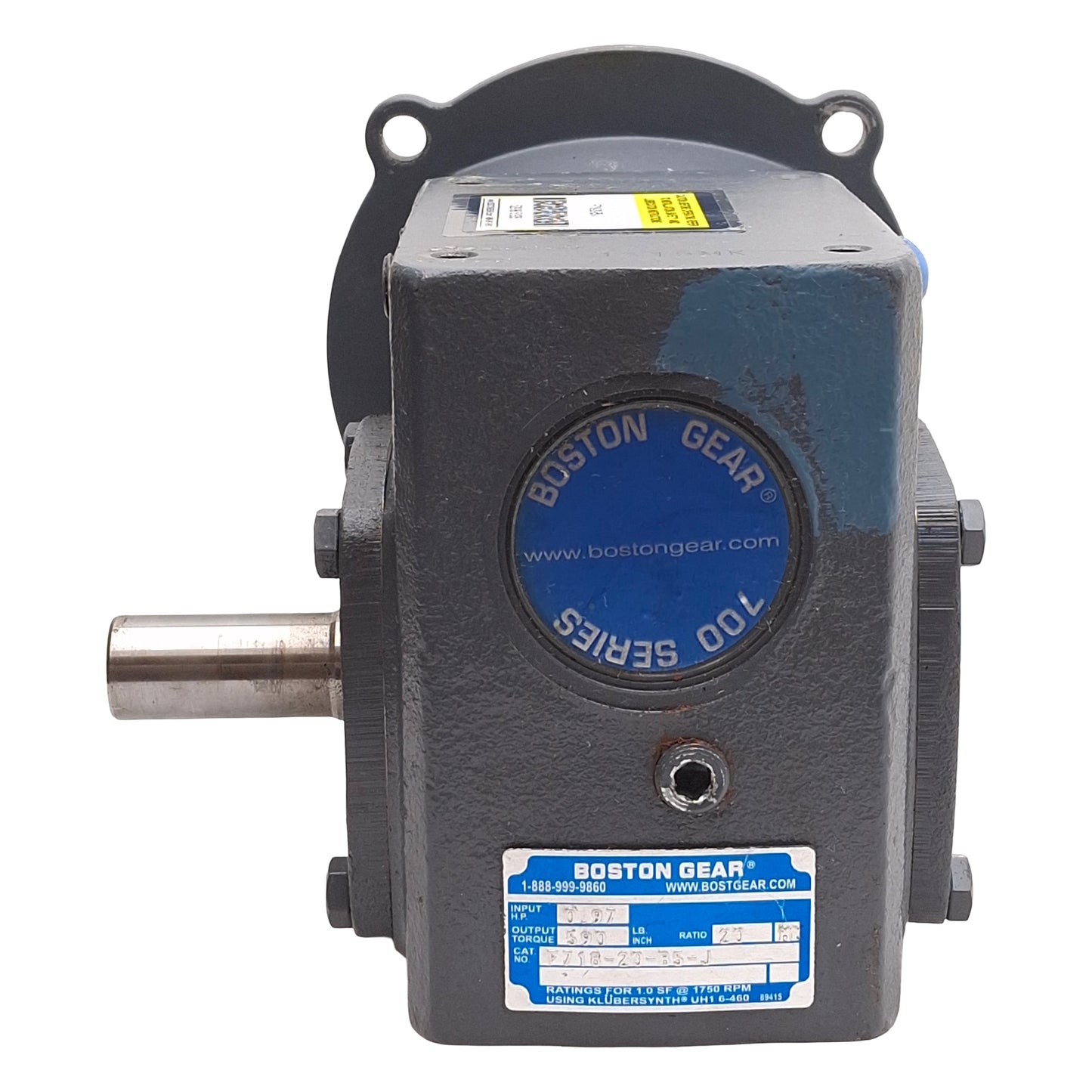 Used Boston Gear F718-20-B5-J Worm Speed Reducer, 20:1, 5/8" Bore, 7/8" Shaft, 56C