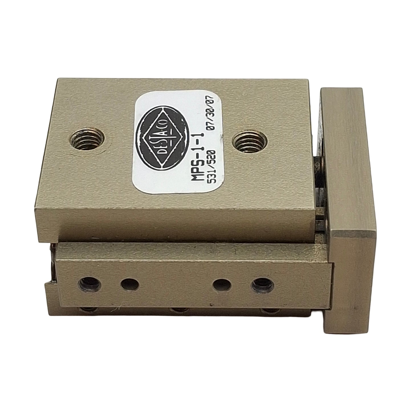 Used Destaco MPS-1-1 Precision Mini Power Slide, ø0.438in Bore, 0.5in Stroke, 15lbf