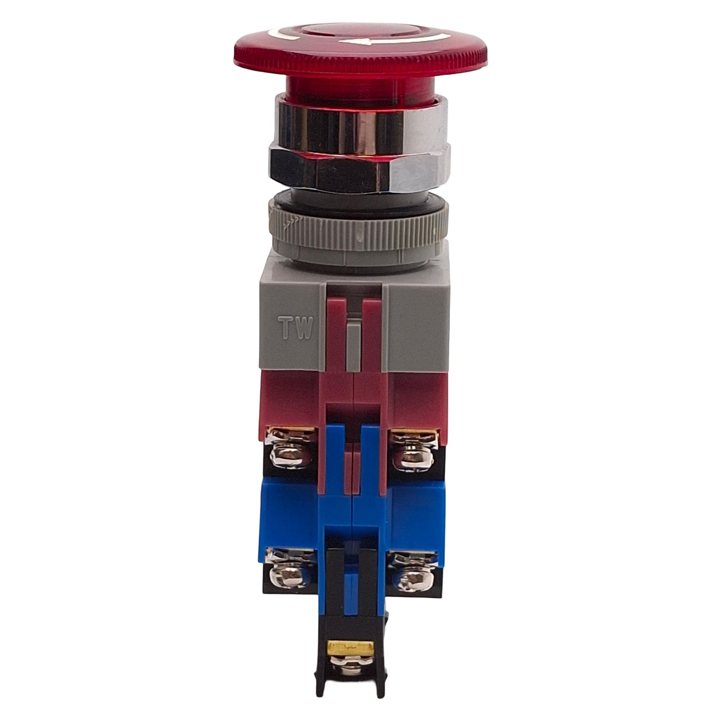 Used Idec AVLW49922D-R-24V Illuminated E-Stop, Twist-Release, 2NO+2NC, 10A 600V