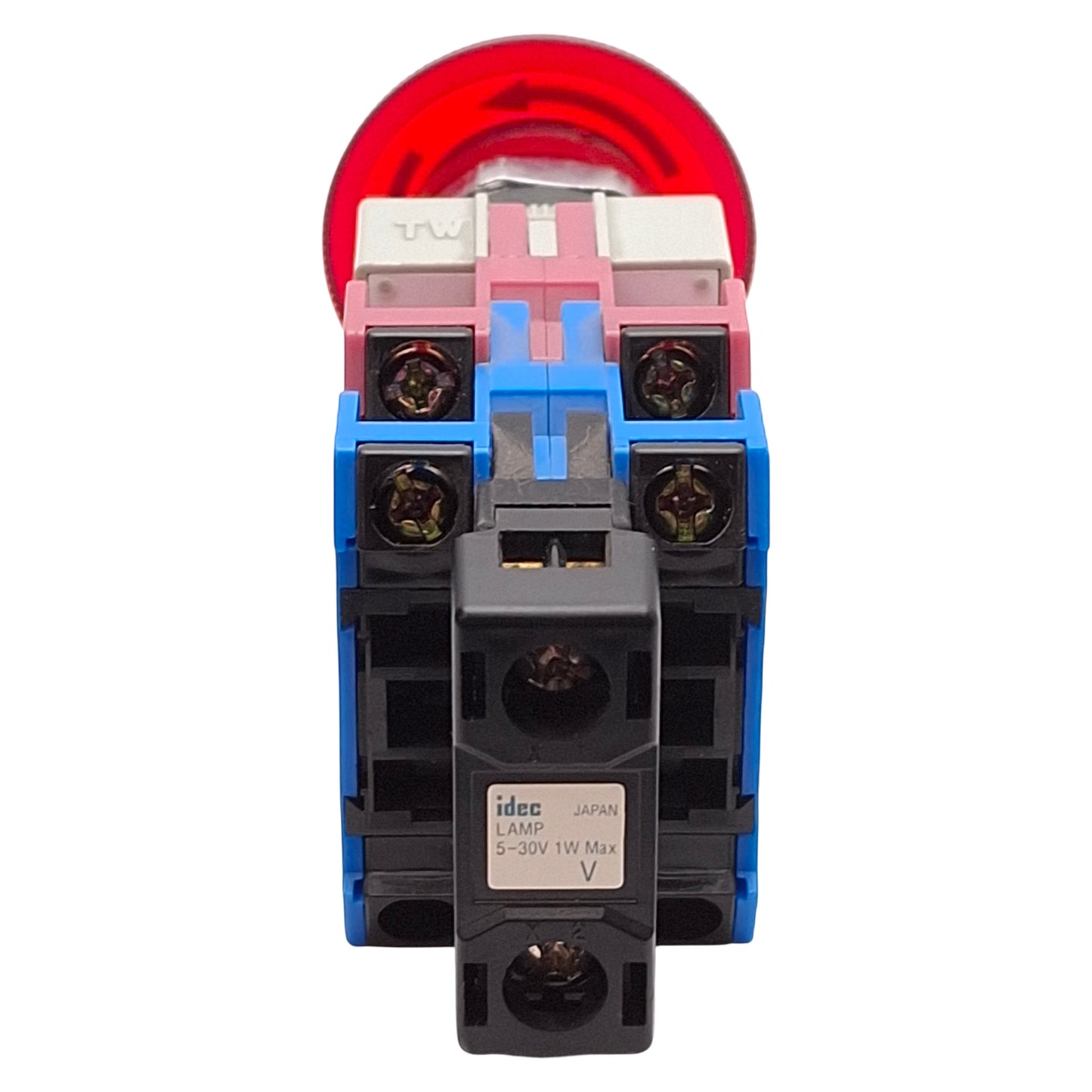 Used Idec AVLW49922D-R-24V Illuminated E-Stop, Twist-Release, 2NO/2NC, 10A 600V