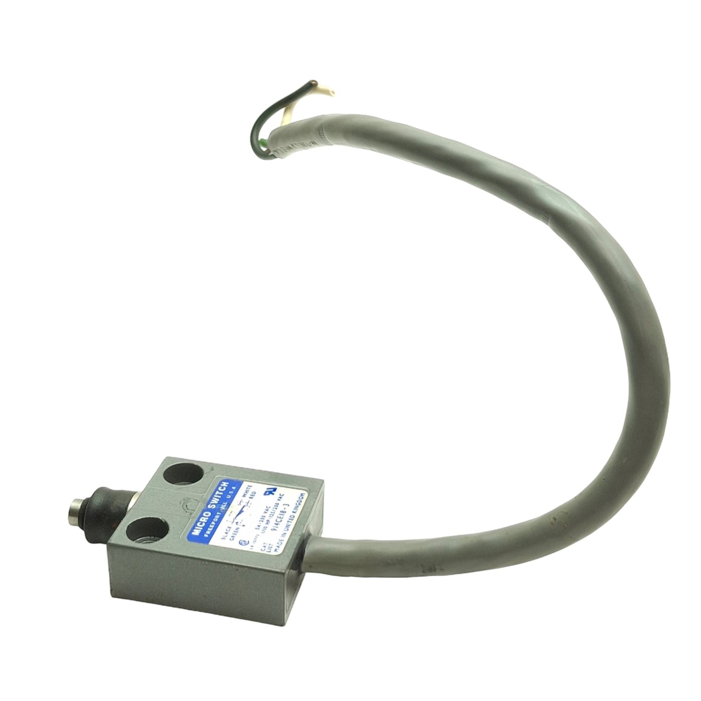 Used Honeywell 914CE18-3 MicroSwitch Limit Switch, SPDT, Pin Plunger, 5A 250VAC