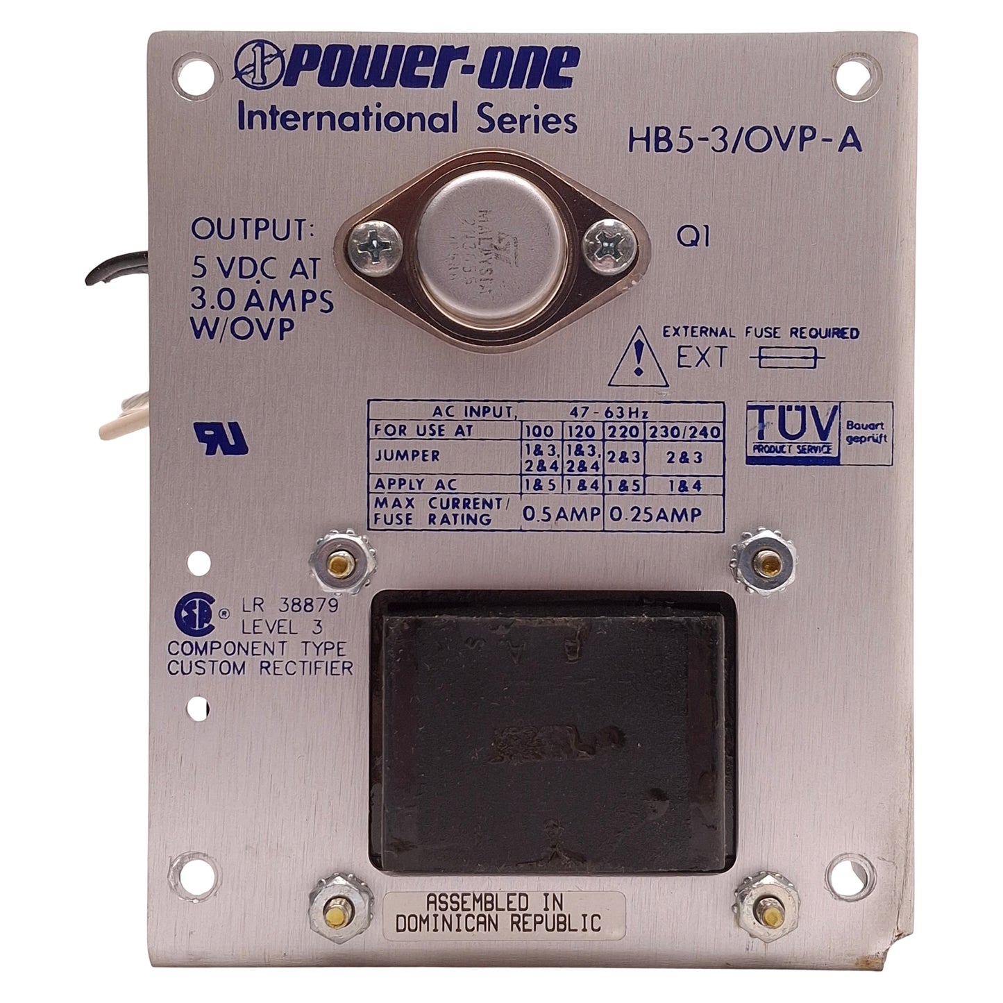Used Power-One HB5-3/OVP-A Power Supply International Series Out: 5VDC @ 3A In:120VAC
