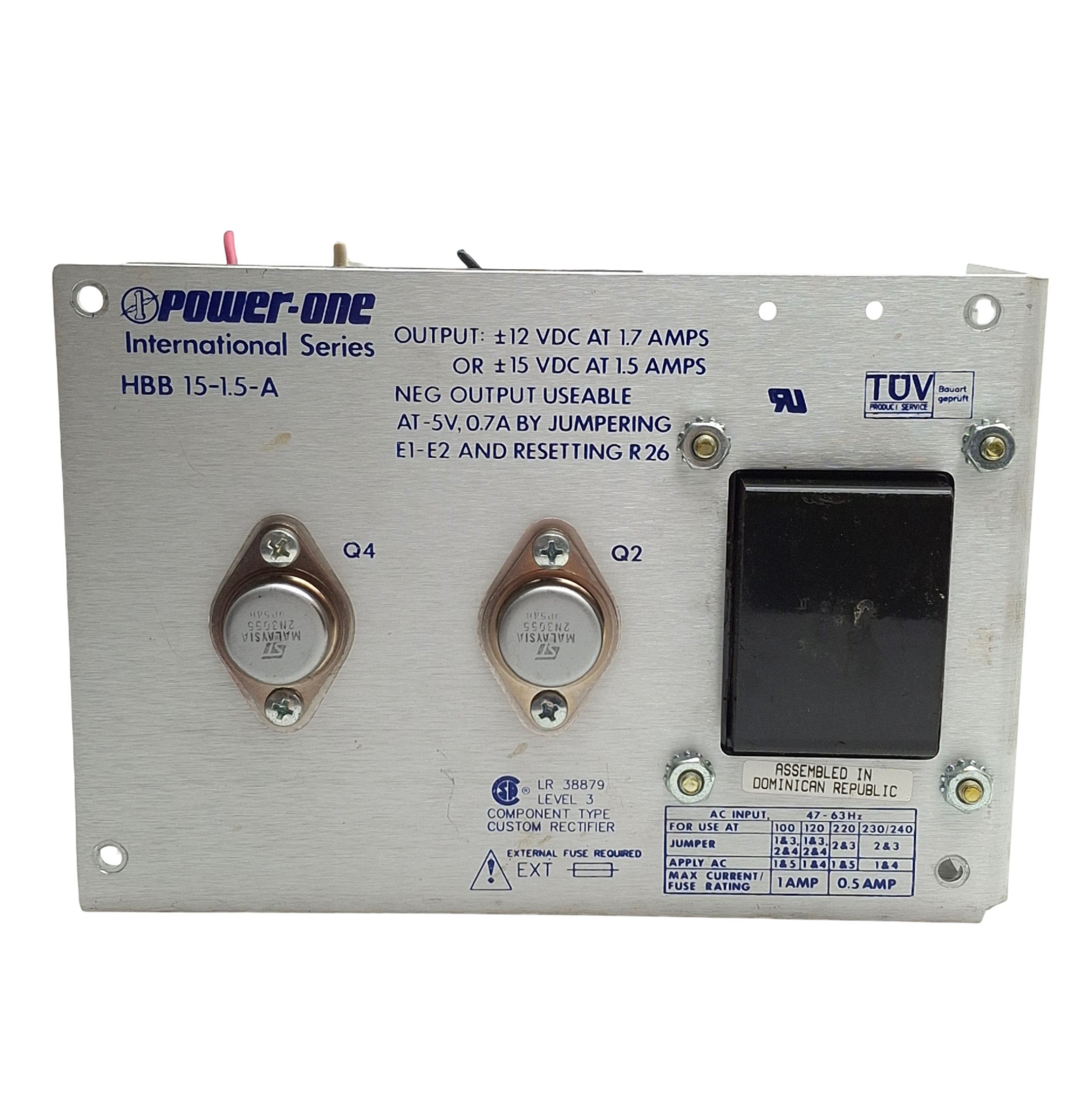 Hbb Module Power Load Power One HBB 15-1.5-A Power Supply 87-264VAC Input, 2 Channel, 12V ...