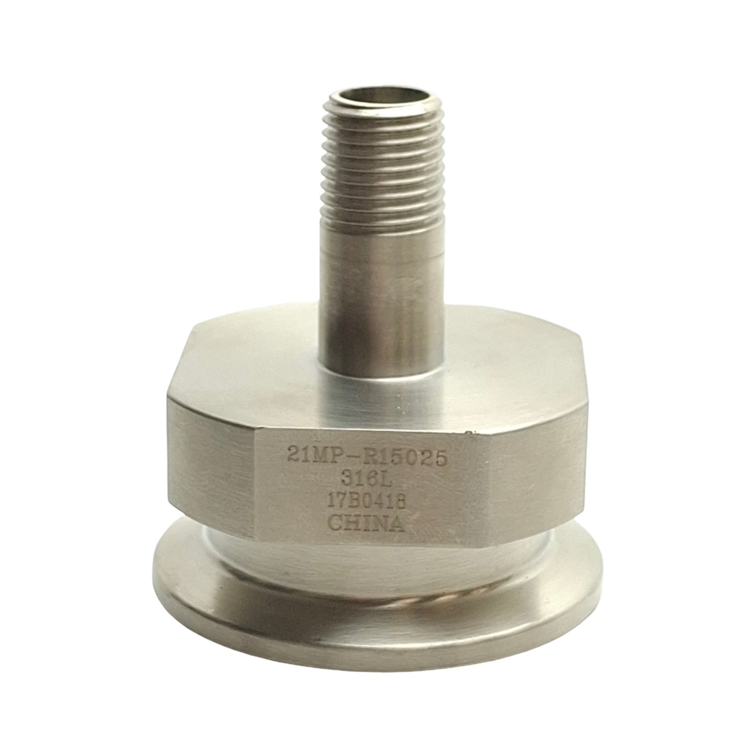 Used Dixon 21MP-R15025 Sanitary Clamp Adapter, 1/4in NPT Male to 1-1/2in OD
