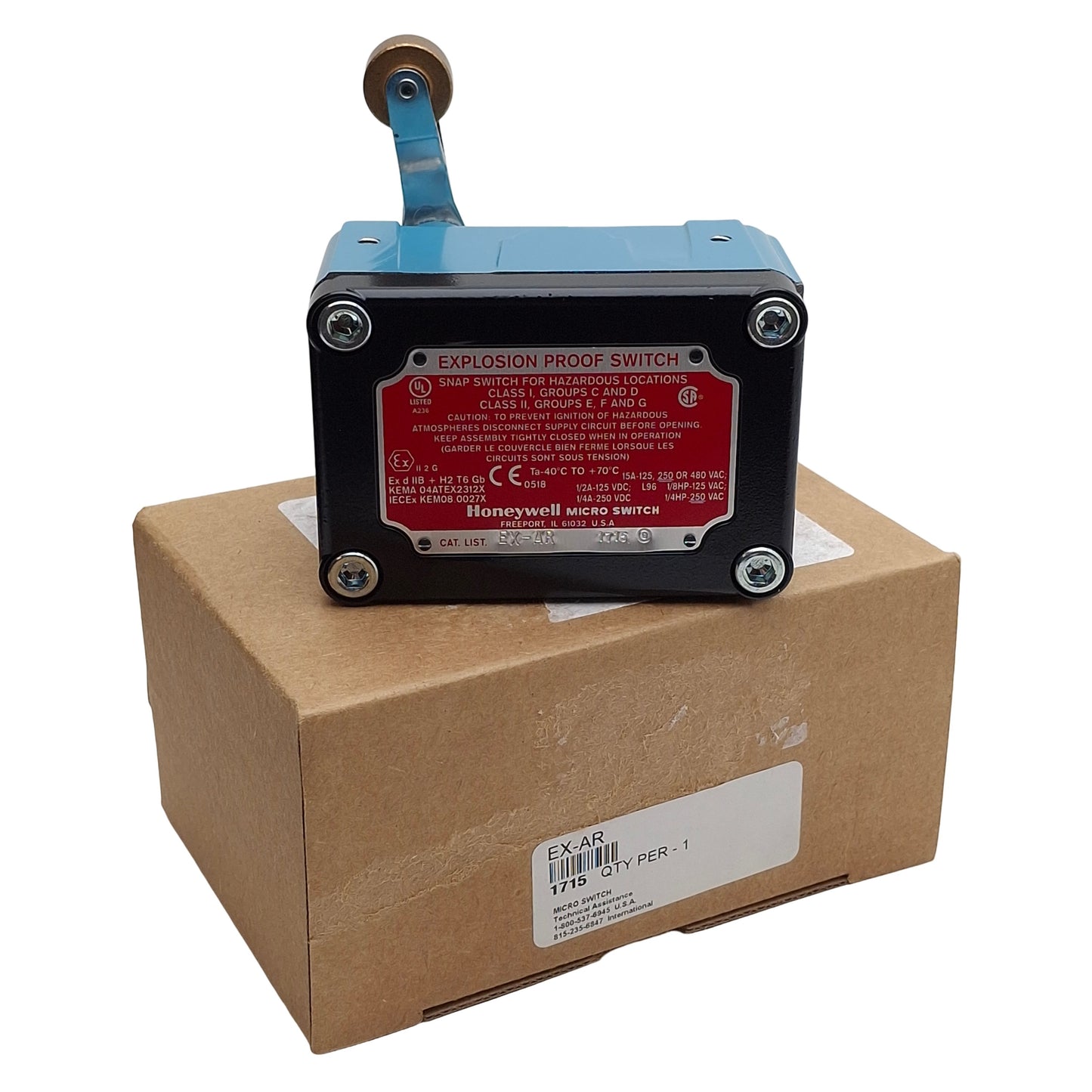 New Honeywell EX-AR Explosion Proof Limit Switch, SPDT, 15A 480VAC/250VDC, 1/2" NPT