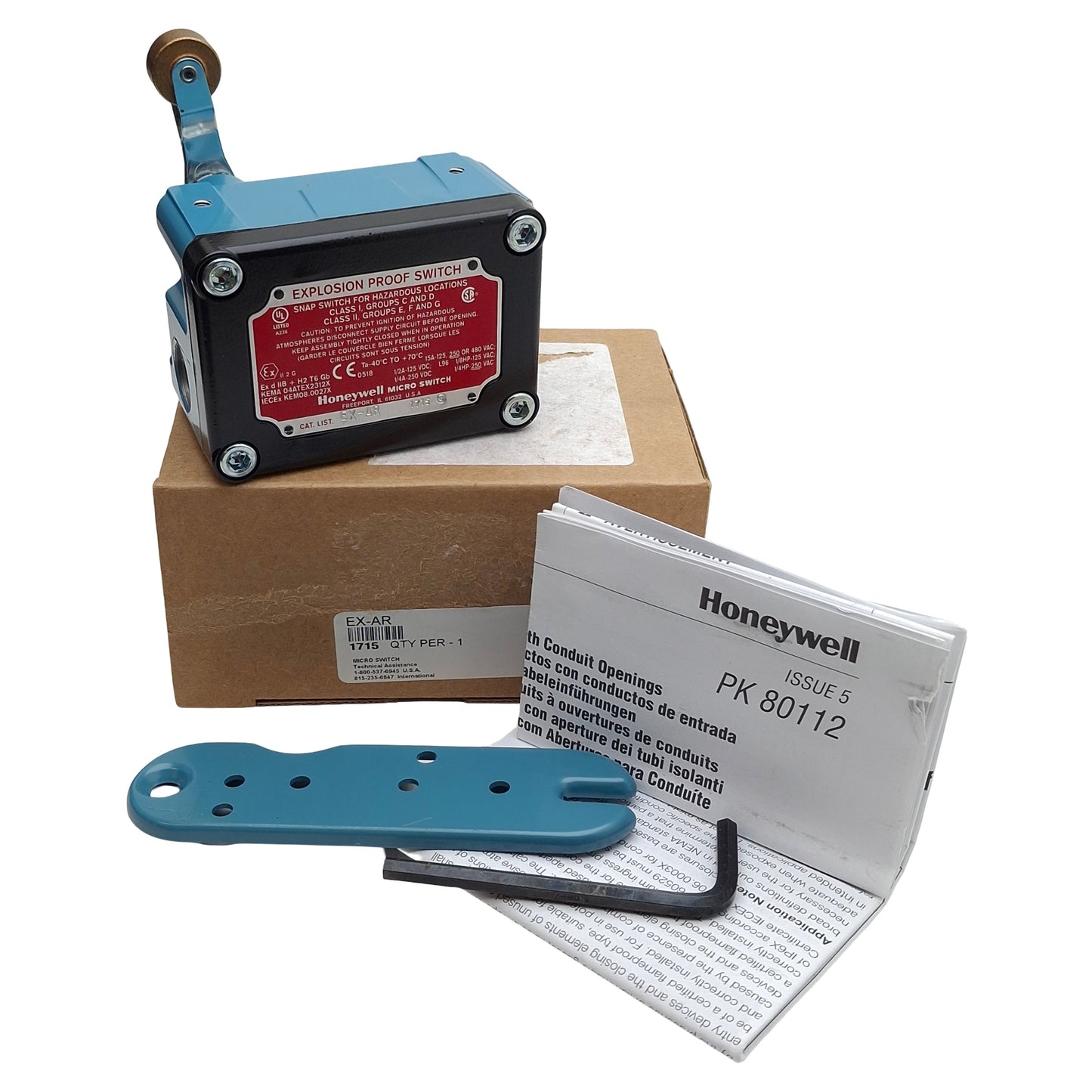 New Honeywell EX-AR Explosion Proof Limit Switch, SPDT, 15A 480VAC/250VDC, 1/2" NPT