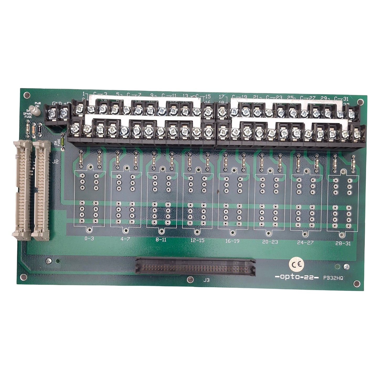Used OPTO 22 PB32HQ Quad 8-Module Rack For PAMUX 32 Channel Brain Board, 11.5" x6.5"