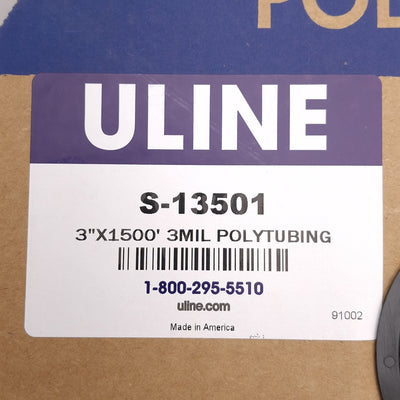 New ULINE S-13501 Clear Polyurethane Tubing Roll, 3Mil, 3in Wide x 1500ft Long