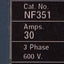 Used Siemens NF351 Enclosed Disconnect Switch 2-Pole, 30A, 600VAC, Type 1 Enclosure