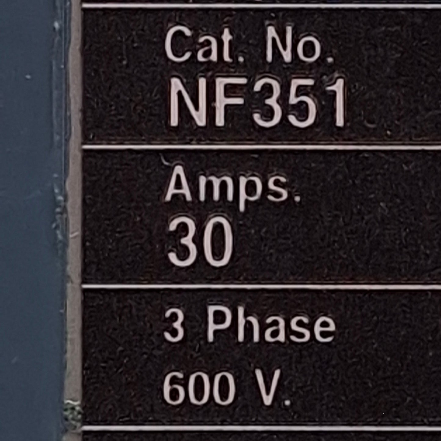 Used Siemens NF351 Enclosed Disconnect Switch 2-Pole, 30A, 600VAC, Type 1 Enclosure