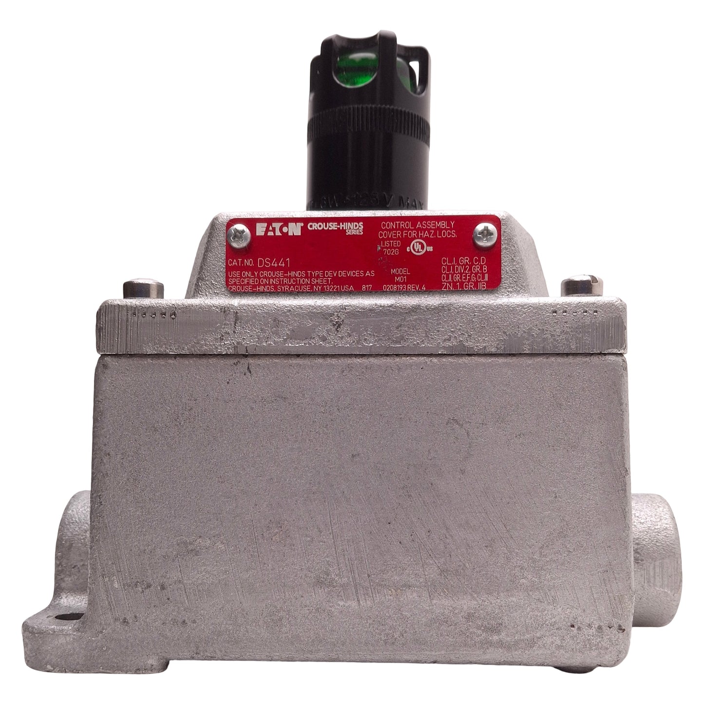 Used Cooper Crouse-Hinds DS441 Explosion Proof Green LED Pilot Light 120VAC, 3/4" Hub