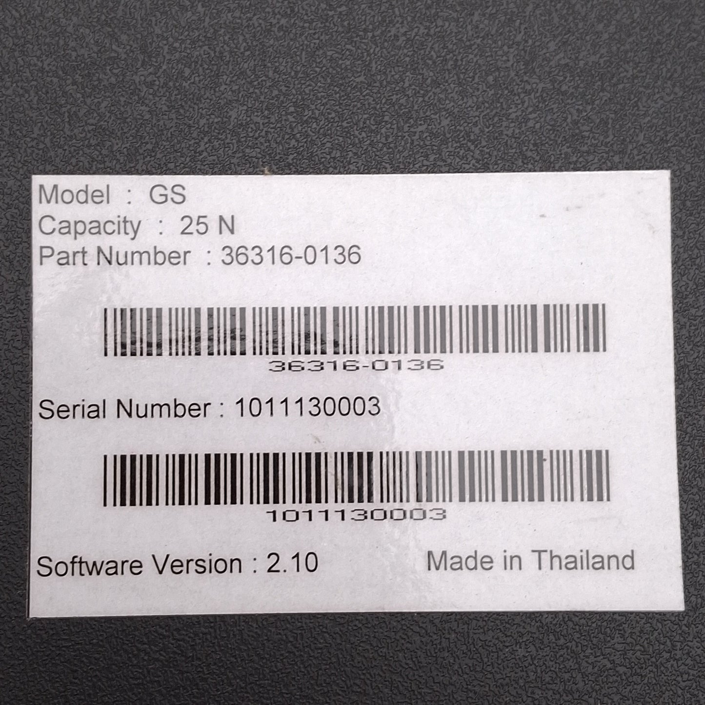 Used Dillon 36316-0136 GS Digital Force Gauge, 25N Capacity, 0.005N Resolution, RS232