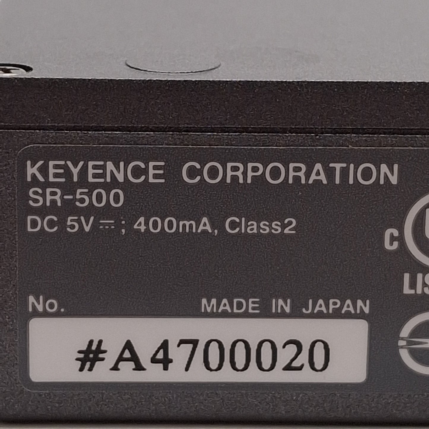 Used Keyence SR-500 High-Resolution Compact 2D Code Reader, RS-232C D-Sub 9-Pin, 5VDC