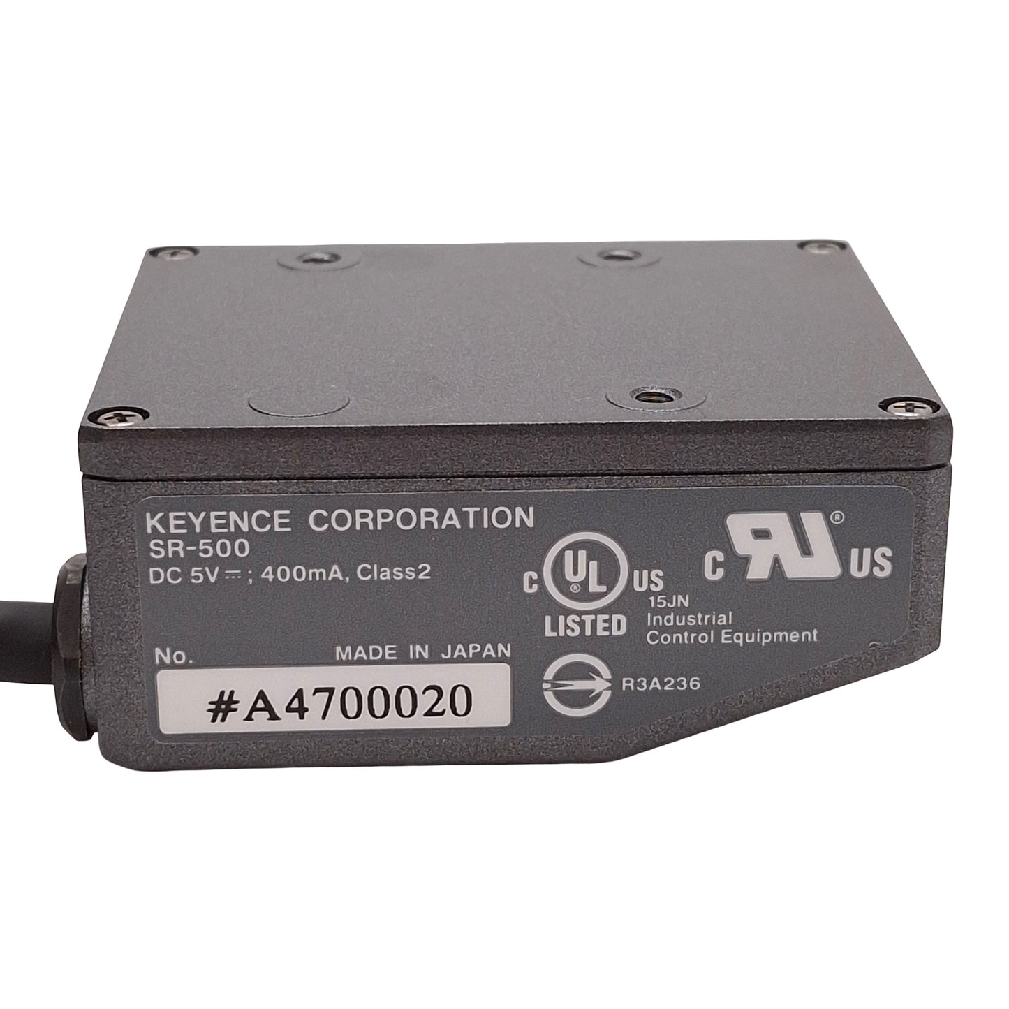 Used Keyence SR-500 High-Resolution Compact 2D Code Reader, RS-232C D-Sub 9-Pin, 5VDC