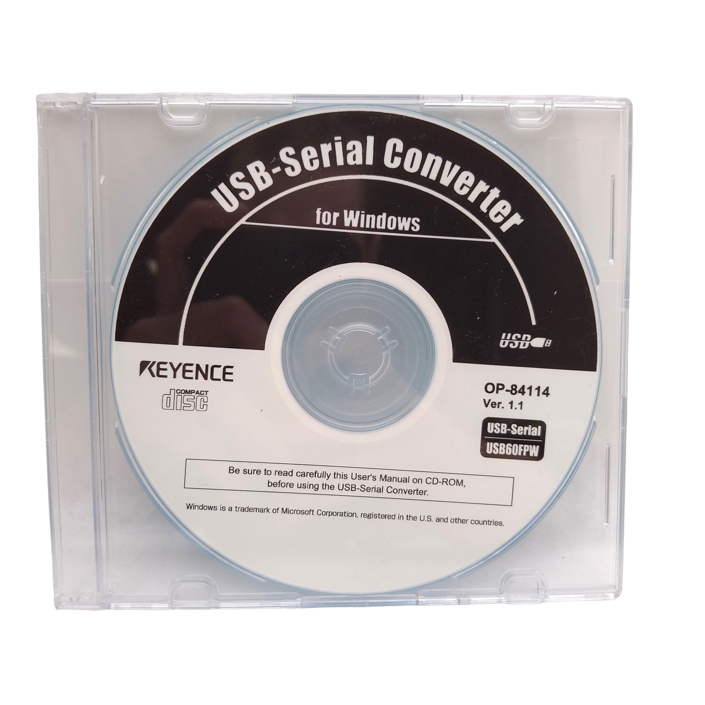 Used Keyence OP-84114 USB-Serial Barcode Scanner Cable, RS-232 D-Sub 9-Pin to USB