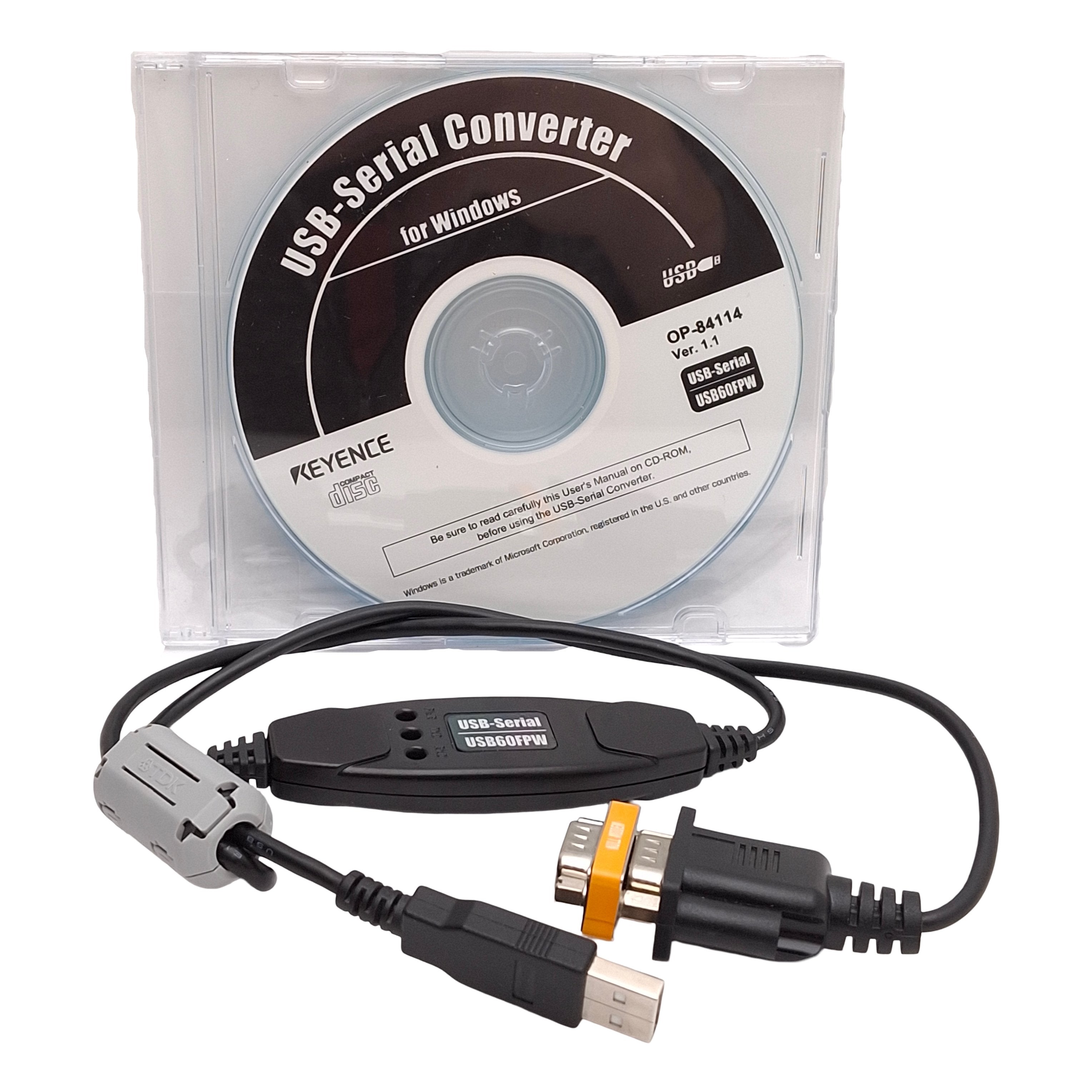 Keyence OP-84114 USB-Serial Barcode Scanner Cable, RS-232 D-Sub 9-Pin ...