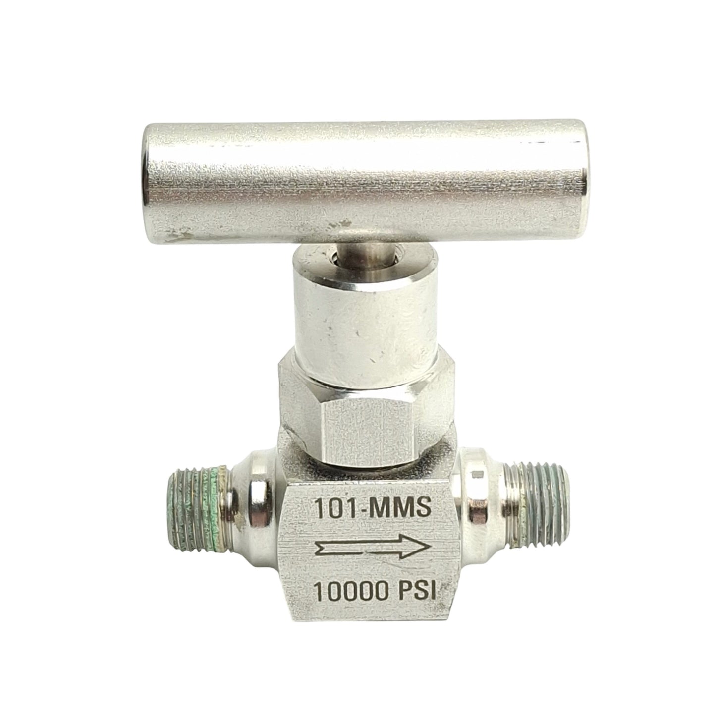 Used Noshok 101-MMS Stainless Steel Needle Valve, 1/8in NPT Male, 10000Psi