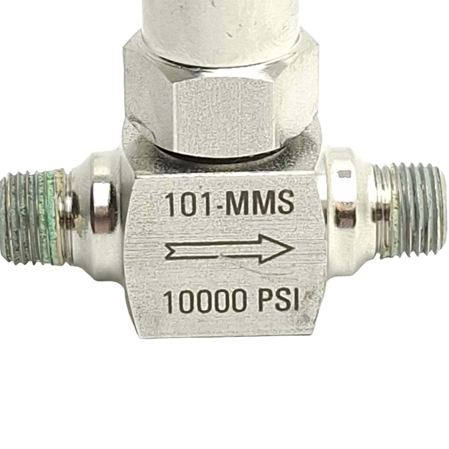 Used Noshok 101-MMS Stainless Steel Needle Valve, 1/8in NPT Male, 10000Psi
