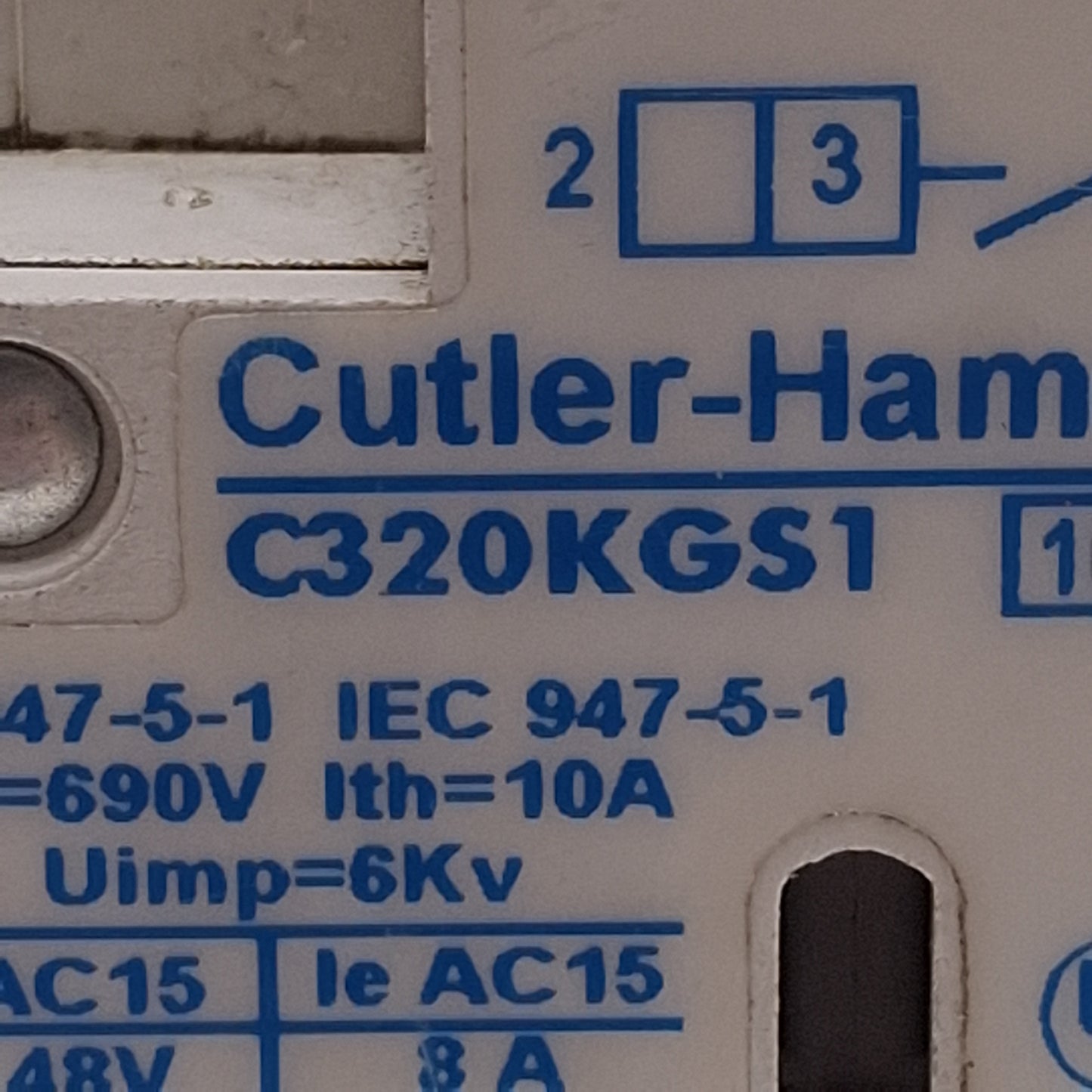 Used Cutler-Hammer AE16DN0 + C306DN3 Contactor, 3P+1NO Aux, 18A 600VAC, 120VAC Coil