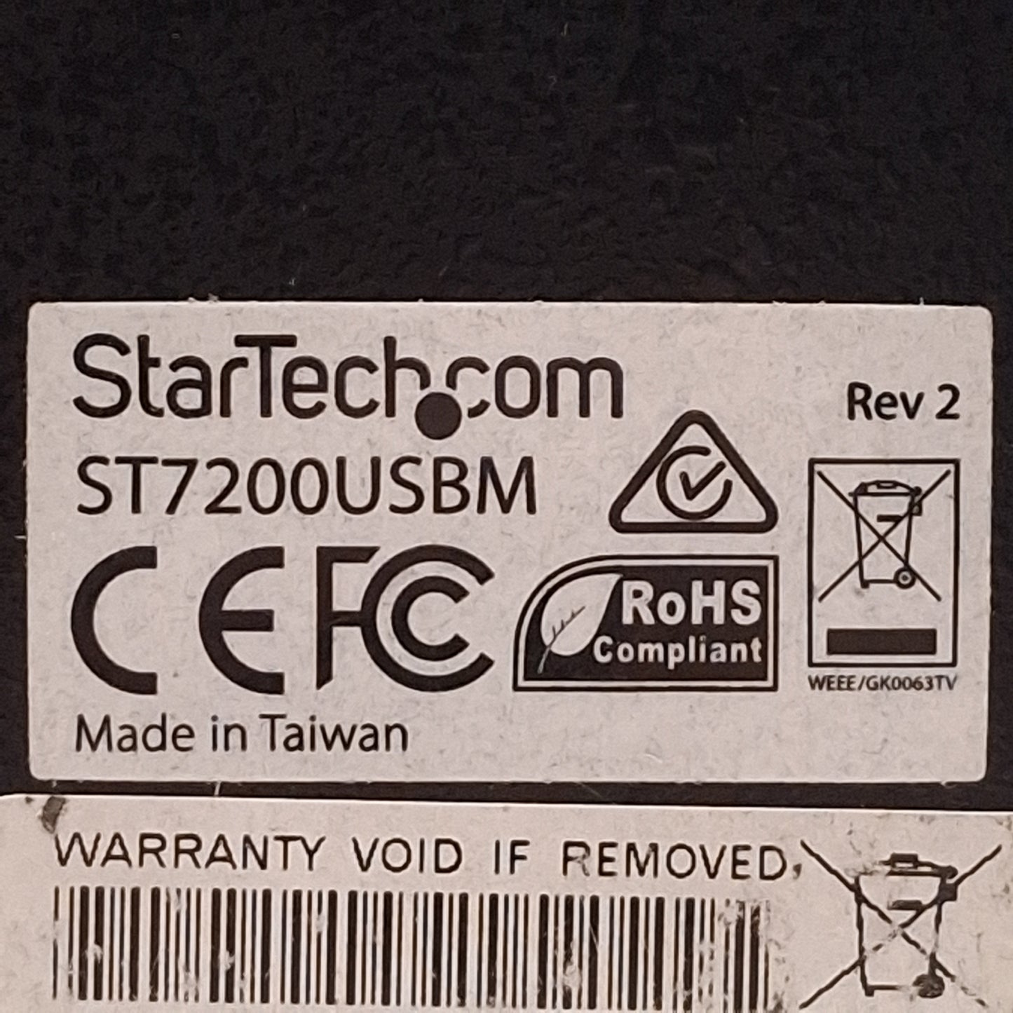 Used Startech ST7200USBM Industrial 7-Port USB 2.0 Hub, (7x) USB-A, (1x) USB-B, 24VDC