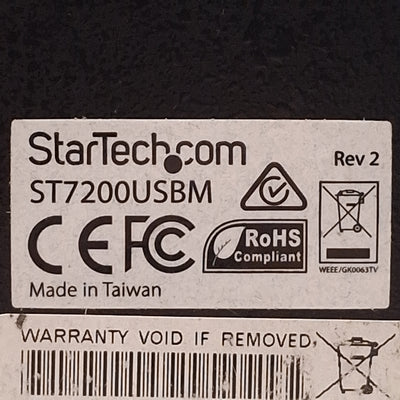 Used Startech ST7200USBM Industrial 7-Port USB 2.0 Hub, (7x) USB-A, (1x) USB-B, 24VDC