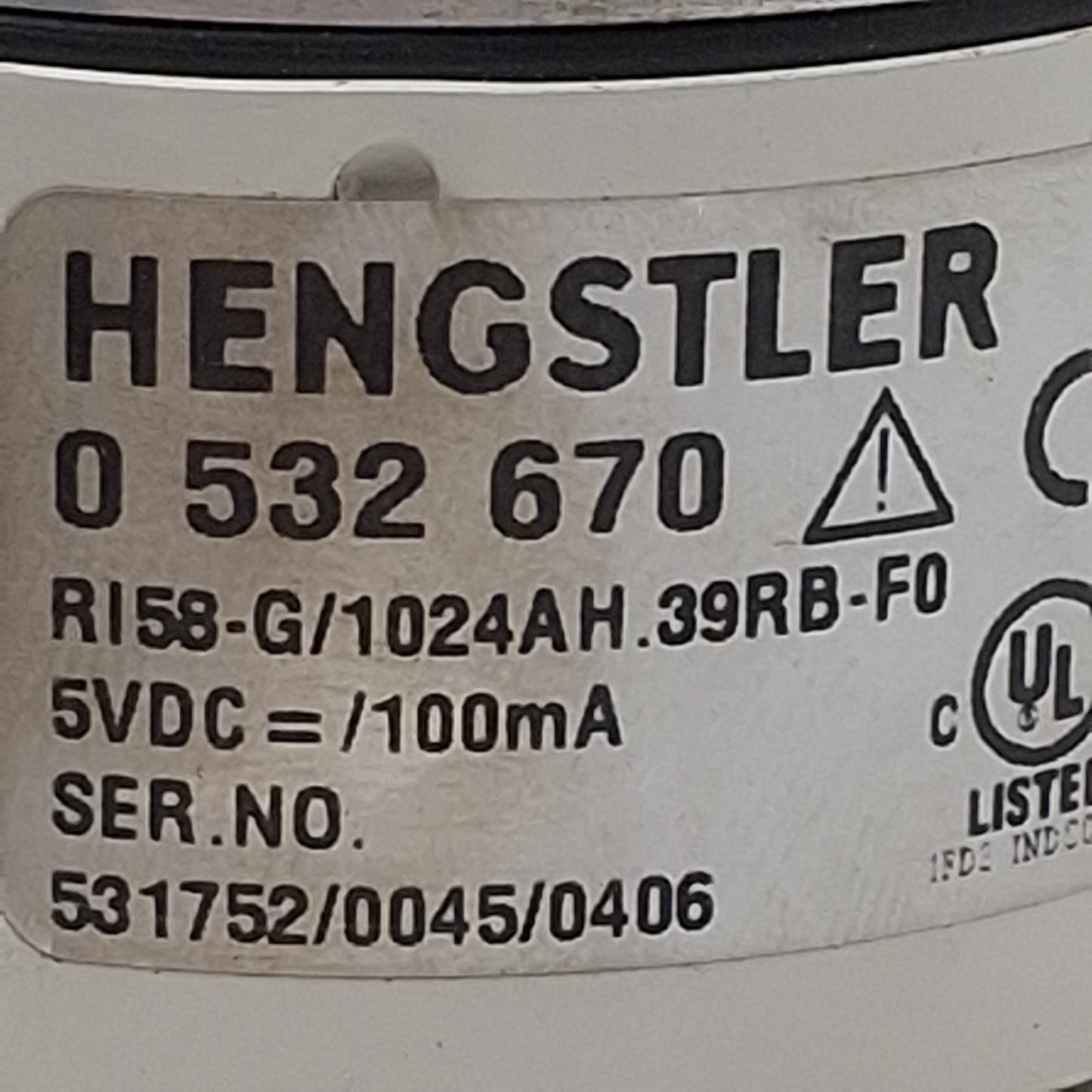 Used Hengstler RI58-G/1024AH.39RB-F0 Incremental Encoder, ø14mm Shaft, 5VDC, 1024PPR