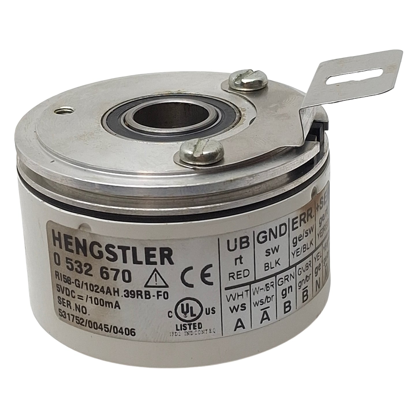 Used Hengstler RI58-G/1024AH.39RB-F0 Incremental Encoder, ø14mm Shaft, 5VDC, 1024PPR