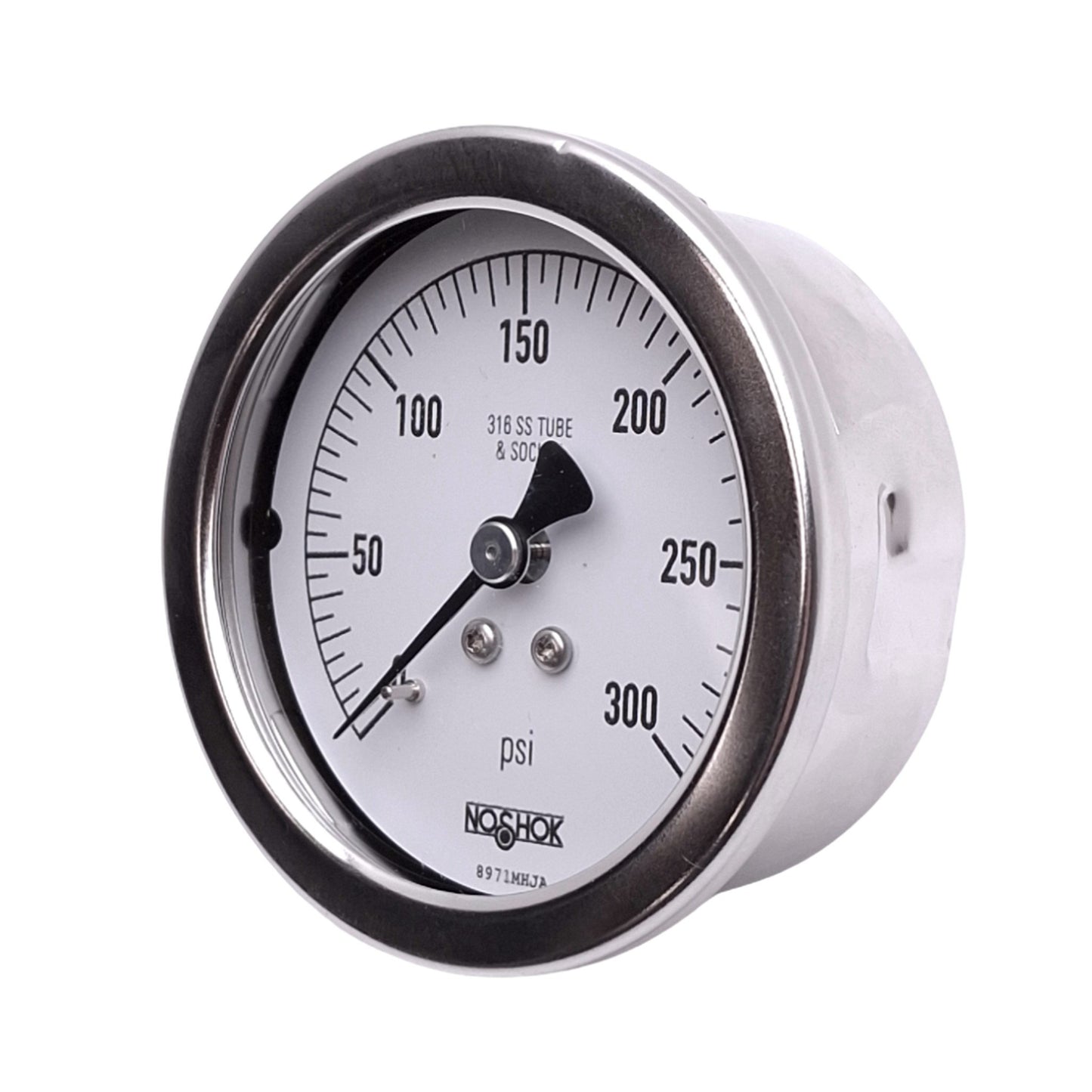 New NOSHOK 25-411-300-psi 1/4" NPT Pressure Gauge, 2-1/2in, 0-300psi, 1/4in NPT