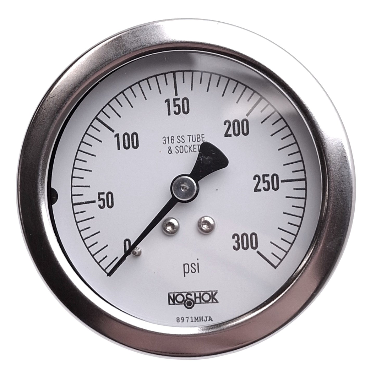 New NOSHOK 25-411-300-psi 1/4" NPT Pressure Gauge, 2-1/2in, 0-300psi, 1/4in NPT