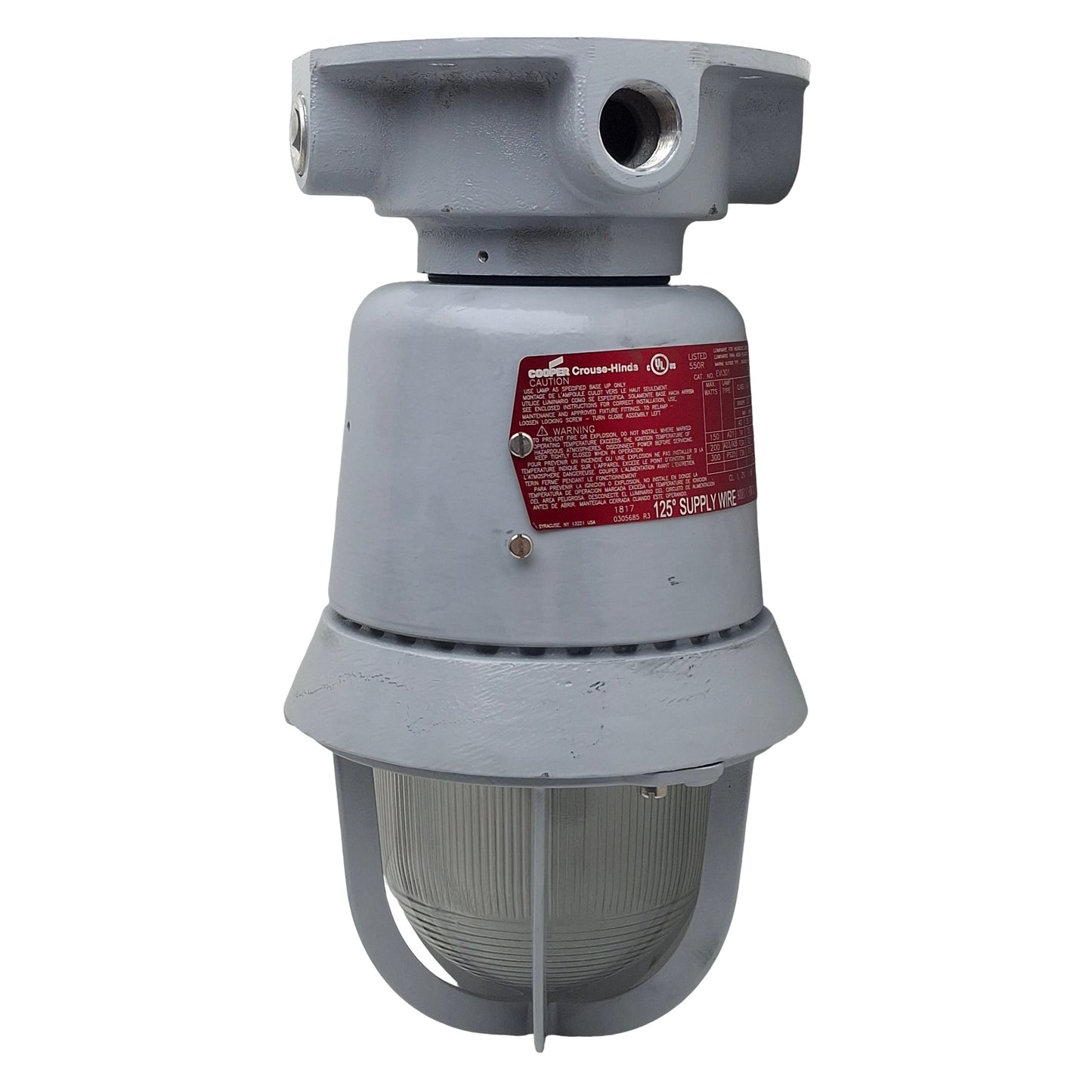 Used Eaton Crouse-Hinds EVI301 Explosion-Proof Light Fixture, 120VAC, 300W, *No Bulb*