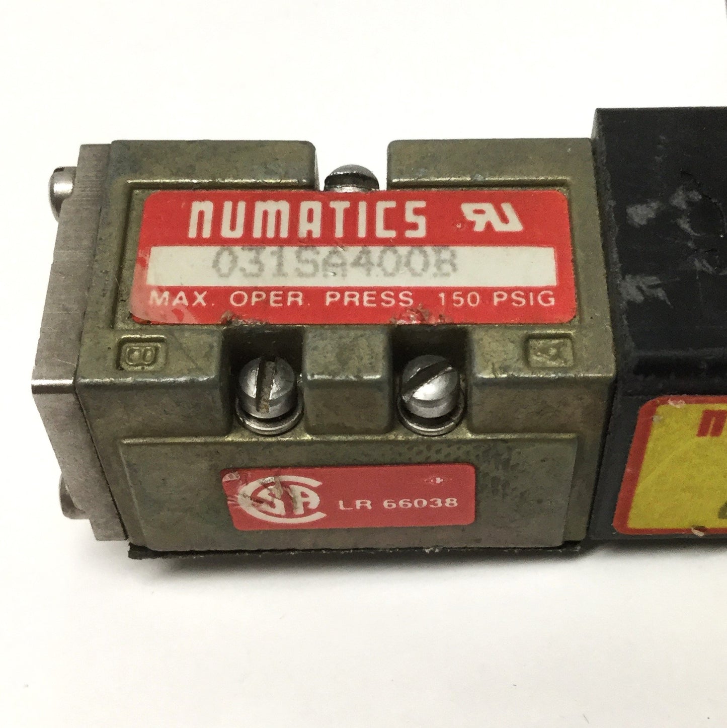 Used Numatics 031SA400B Pneumatic Solenoid Valve, 5-Port 2-Position, 150psi, 24VDC