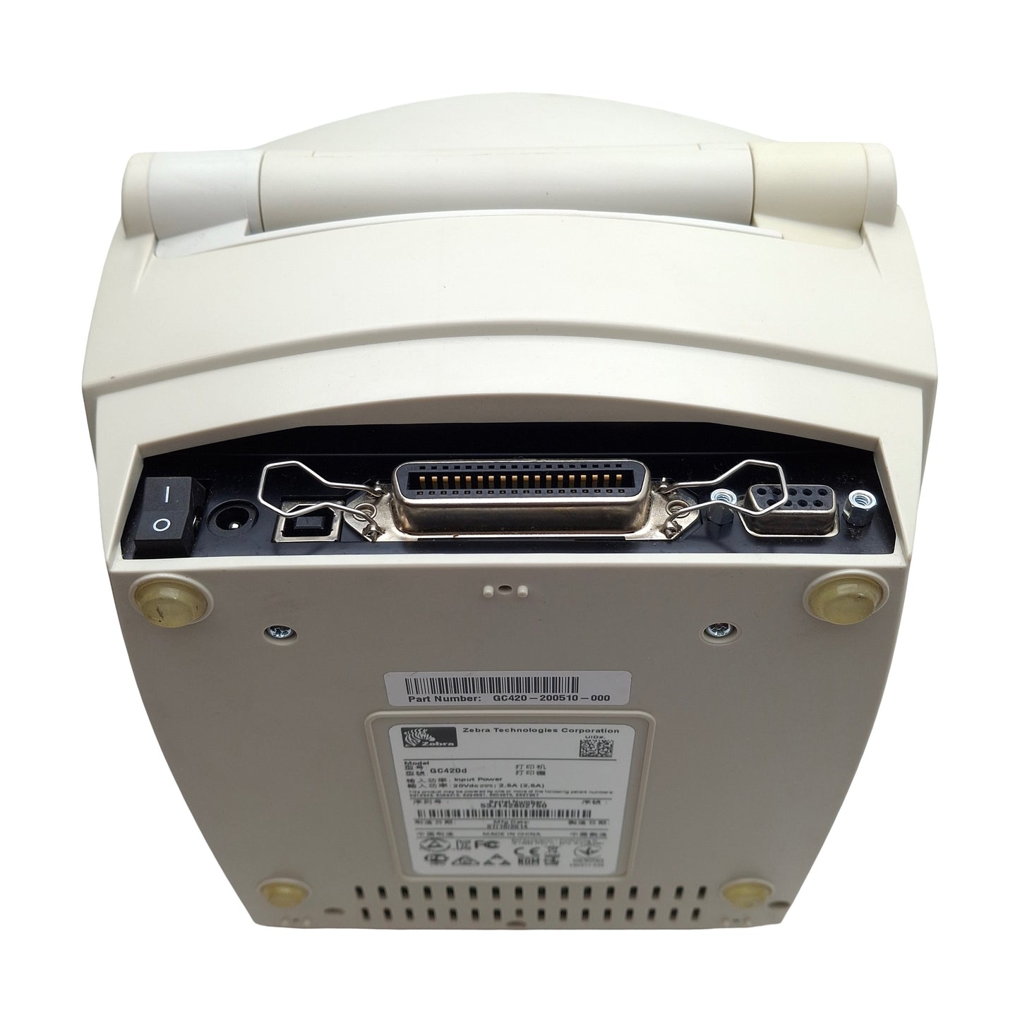 Used Zebra GC420-200510-000 GC420D Thermal Barcode Printer, 203dpi, 4in Width, 20VDC