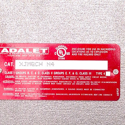 Used Adalet XJMGCH N4 Explosion Proof Meter Housing 6-3/4"x6-3/4"x8" *Broken Mount*